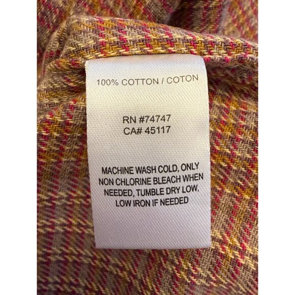 Natural Reflections Plaid Hooded Flannel Women’s Size L Tan Pink Button Up NWT - Picture 6 of 6